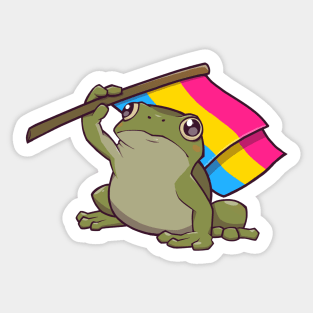 Pansexual Pride Flag-Holding Frog Sticker